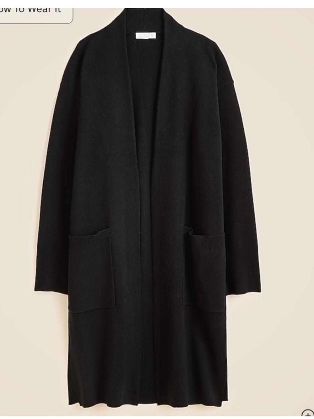 J. Crew Black Knit Open Cardigan